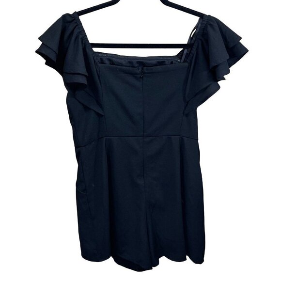 She + Sky Black Cap Sleeve Short Romper Size M Medium - Picture 2 of 7